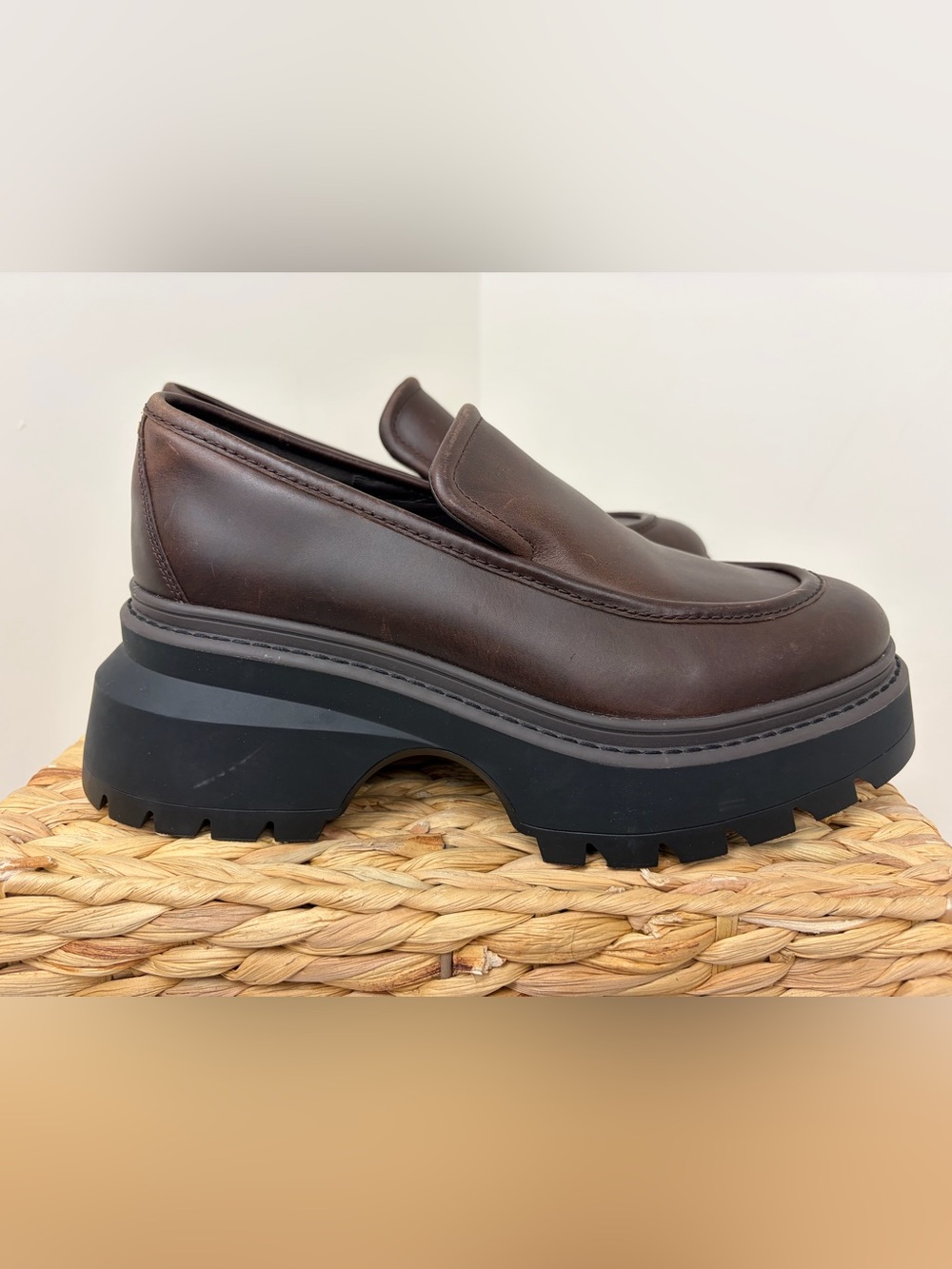 Michael Kors Dark Brown Leather Lug Platform Loafers